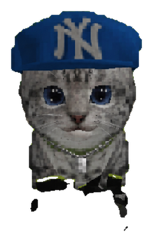 Lil Yankee in his navy cap and silver chain
